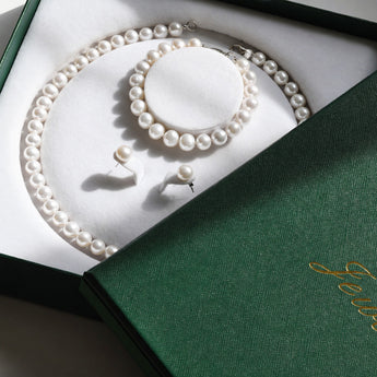 White Freshwater Pearl Bracelet, Necklace & Earring Set with Sterling Silver Clasp