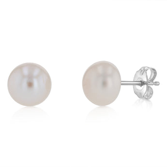 White Freshwater Pearl Bracelet, Necklace & Earring Set with Sterling Silver Clasp