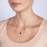 9ct Yellow Gold 1/3ct Created Emerald and Diamond Pendant On 45cm Chain