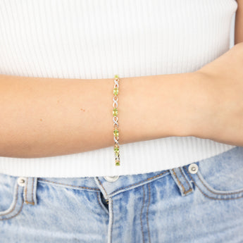 9ct Yellow Gold Natural Peridot & Diamond Infinity Bracelet