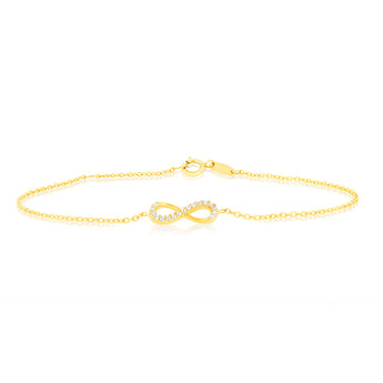 9ct Yellow Gold 19.10cm Zirconia Infinity Bracelet