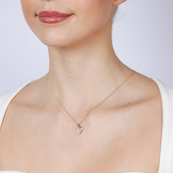 9ct Yellow Gold Cubic Zirconia Heart Pendant