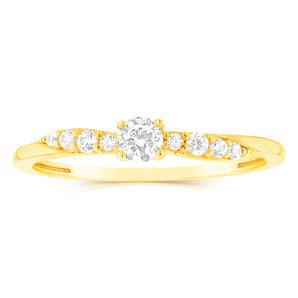 Cubic Zirconia Cocktail Ring in 9ct Yellow Gold