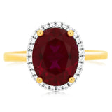 9ct Yellow Gold 2.9 Carat Created Ruby 28Cubic Zirconia Ring