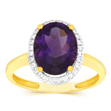 9ct Yellow Gold 2.5 Carat Amethyst 28Cubic Zirconia Ring