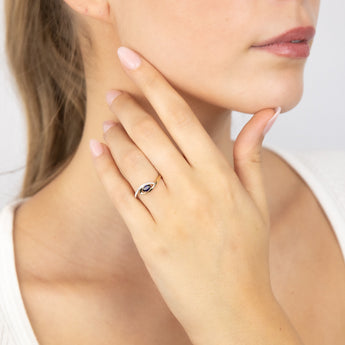 9ct Yellow Gold 0.27 Created Sapphire & 16Cubic Zirconia Ring