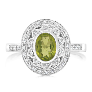 Sterling Silver Peridot & Cubic Zirconia Ring