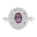 Sterling Silver 1.5 Carat Amethyst & 40Cubic Zirconia Ring