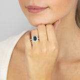 Sterling Silver London Blue Topaz & 38Cubic Zirconia Ring