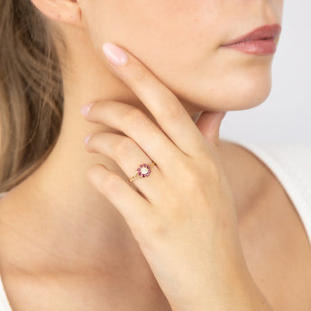 9ct Yellow Gold 0.5 Carat Natural Ruby & Diamonds Ring