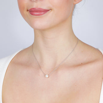 7-8mm White Fresh Water Pearl Pendant in Sterling Silver