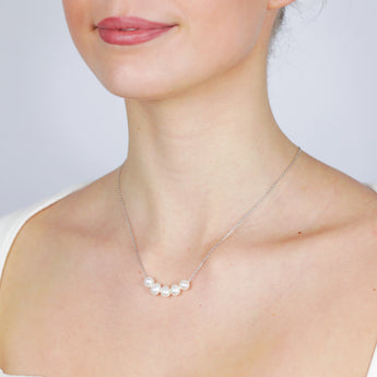 6-7mm 5White Fresh Water Pearl Pendant in Sterling Silver