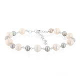 5-8mm Fresh Water White & Grey Pearl Bracelet in Sterling Silver