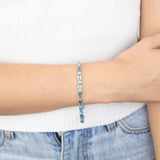 Sterling Silver 14.5 Carat Natural Blue & White Topaz Bracelet 18CM