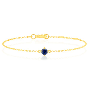 0.30 Carat Created Sapphire Adjustable Bracelet 17cm in 9ct Yellow Gold
