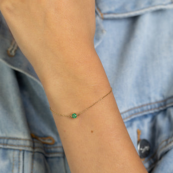 0.24 Carat Created Emerald Adjustable Bracelet 17cm in 9ct Yellow Gold