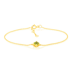 0.30 Carat Peridot Adjustable Bracelet 17cm in 9ct Yellow Gold