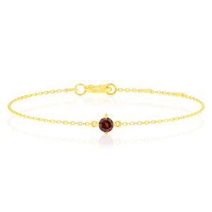 0.34 Carat Red Garnet Adjustable Bracelet 17cm in 9ct Yellow Gold