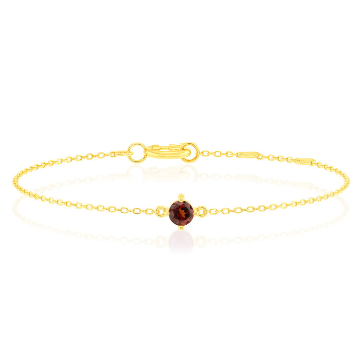 0.34 Carat Red Garnet Adjustable Bracelet 17cm in 9ct Yellow Gold