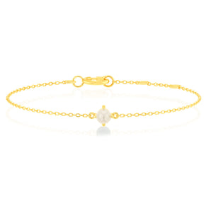0.48 Carat Freshwater Pearl Adjustable Bracelet 17cm in 9ct Yellow Gold