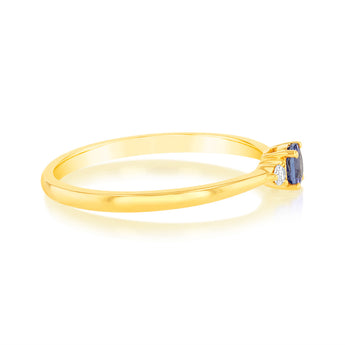 0.27 Carat Tanzanite and Diamond Ring in 9ct Yellow Gold