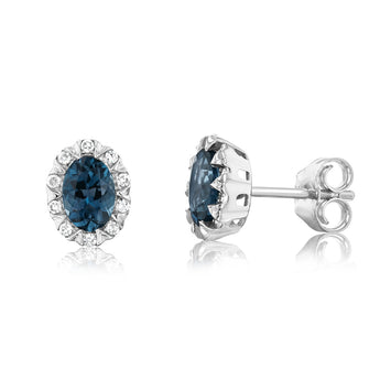Carat London Blue Topaz and Diamond Stud Earrings in 9ct