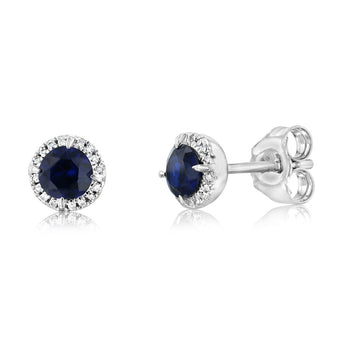 0.64 Carat Created Sapphire and Diamond Earrings in 9ct White Gold
