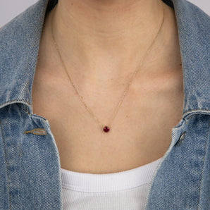 0.67 Carat Created Ruby Pendant with 45cm Chain in 9ct Yellow Gold