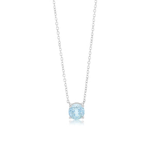 0.7 Carat Aquamarine Pendant with 45cm Chain in 9ct White Gold