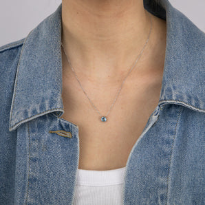 0.9 Carat Blue Topaz Pendant with 45cm Chain in 9ct White Gold