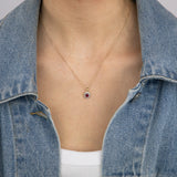 0.39 Carat Created Ruby Oval Shaped and Diamond Pendant with 45cm Chain in 9ct Yellow Gold