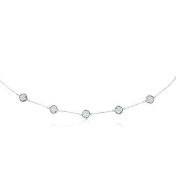 5 Green Amethyst Necklace on 45cm Chain in Sterling Silver