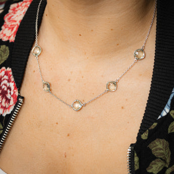 5 Green Amethyst Necklace on 45cm Chain in Sterling Silver