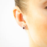 Ruby Halo Stud Earrings in Sterling Silver