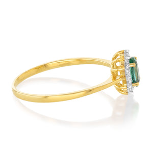 Created Emerald & Zirconia Ring in 9ct Yellow Gold