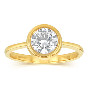 Cubic Zirconia 1 Carat Look Bezel Ring in 9ct Yellow Gold