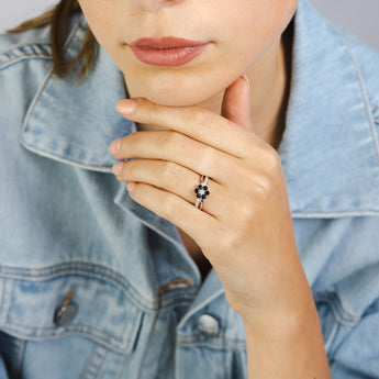 Sapphire and Diamond Ring in Sterling Silver