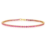 3.65 Carats Created Ruby Bracelet in 10ct Yellow Gold
