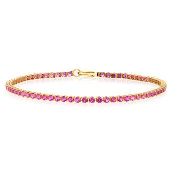 3.65 Carats Created Ruby Bracelet in 10ct Yellow Gold