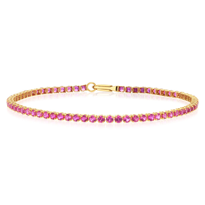 3.65 Carats Created Ruby Bracelet in 10ct Yellow Gold