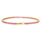 3.65 Carats Created Ruby Bracelet in 10ct Yellow Gold
