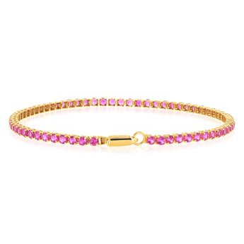 3.65 Carats Created Ruby Bracelet in 10ct Yellow Gold