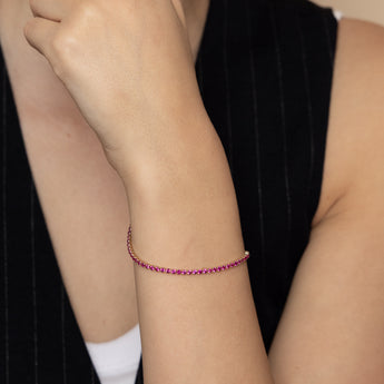 3.65 Carats Created Ruby Bracelet in 10ct Yellow Gold