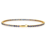3.37 Carats Created Sapphire Bracelet in 10ct Yellow Gold