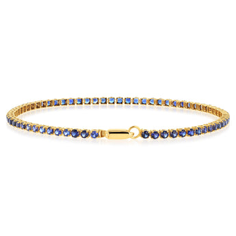 3.37 Carats Created Sapphire Bracelet in 10ct Yellow Gold