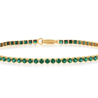 2 Carats Created Emerald Bracelet in 10ct Yellow Gold