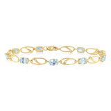 4.87 Carats Blue Topaz & Diamond Bracelet 18cm in 9ct Yellow Gold