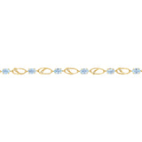 4.87 Carats Blue Topaz & Diamond Bracelet 18cm in 9ct Yellow Gold