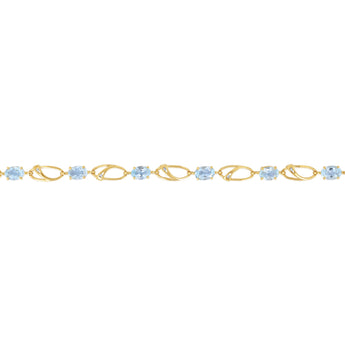 4.87 Carats Blue Topaz & Diamond Bracelet 18cm in 9ct Yellow Gold