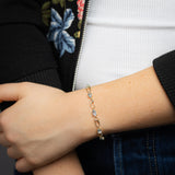4.87 Carats Blue Topaz & Diamond Bracelet 18cm in 9ct Yellow Gold